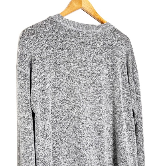 Lucky Brand Women’s Gray Black Marbled Crewneck Soft Fuzzy Long Sleeve Sweater - Picture 12 of 16